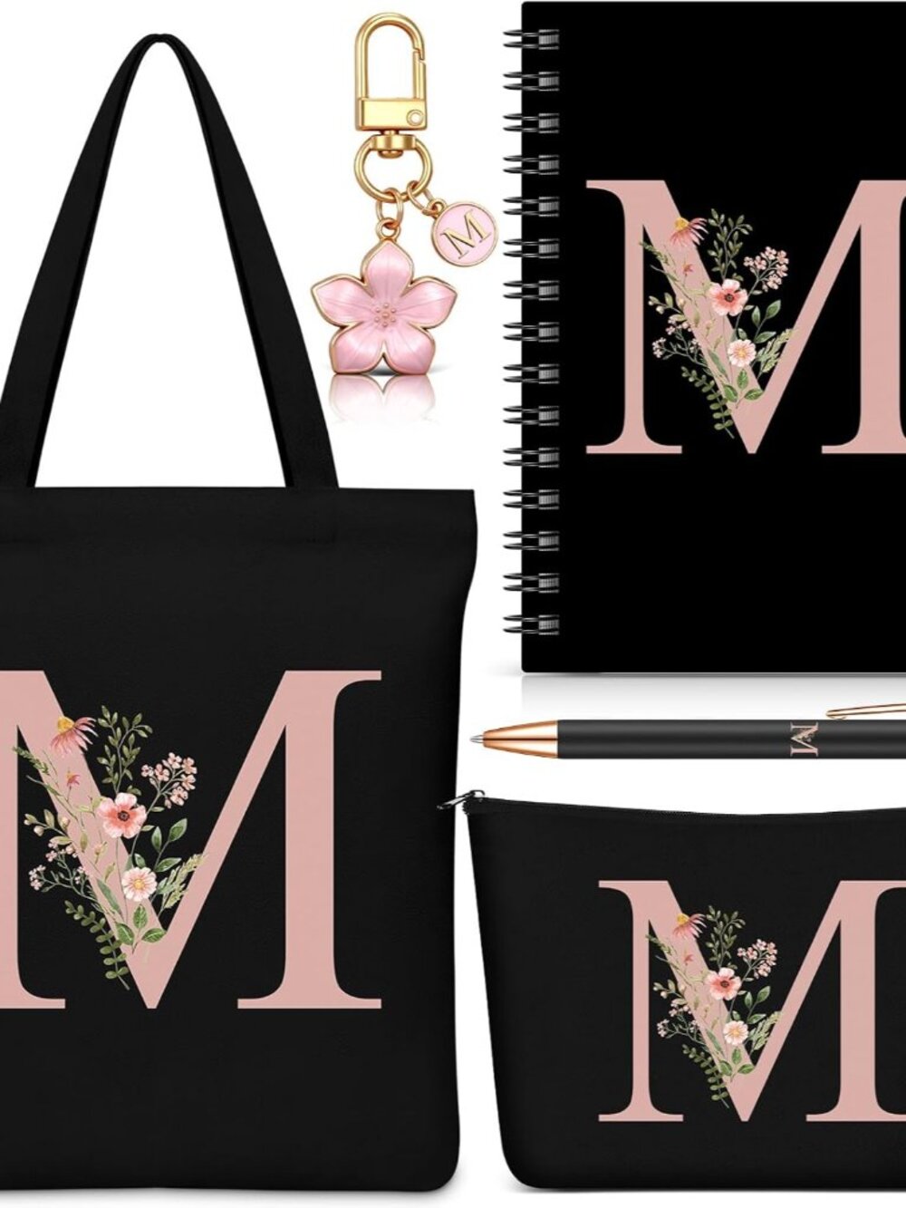 5 Pcs Personalized Women Gifts,Initial Tote Bag,Personalized Tote Bags, Back to
